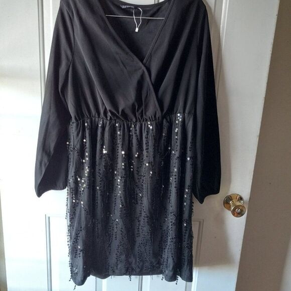 Bloom Chic Black Dress with Sparkle skirt - Picture 1 of 6